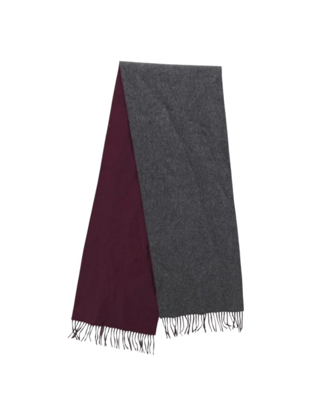 SAKS FIFTH AVE Wool Cashmere Scarf Charcoal Gray Purple Fringe Unisex
