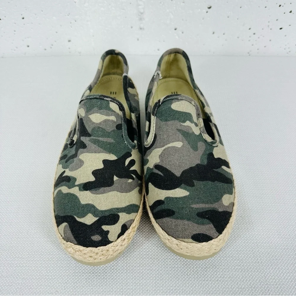 Esprit Size 7.5 Erika Green Camouflage Espadrilles Slip On Flats