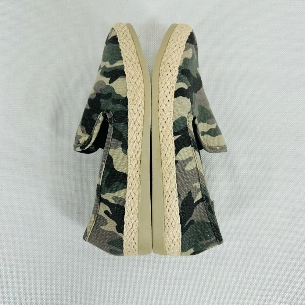 Esprit Size 7.5 Erika Green Camouflage Espadrilles Slip On Flats