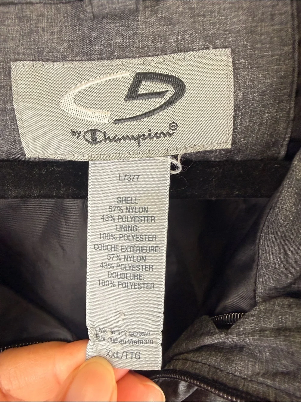Champion Men's Gray Hooded Windbreaker Jacket Black Sz XXL