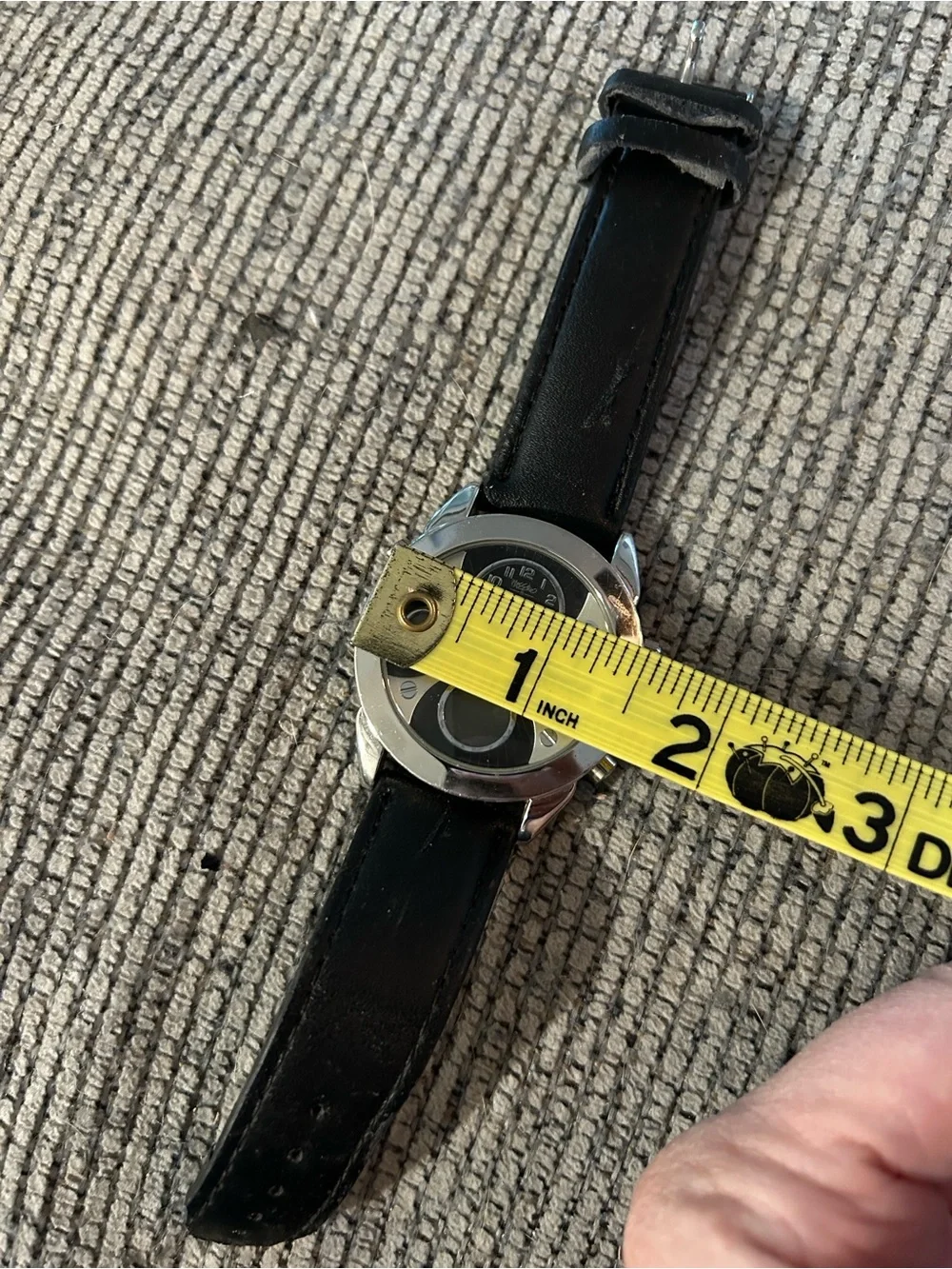 Massimo analog watch silver bezel black face black strap (with flaws)