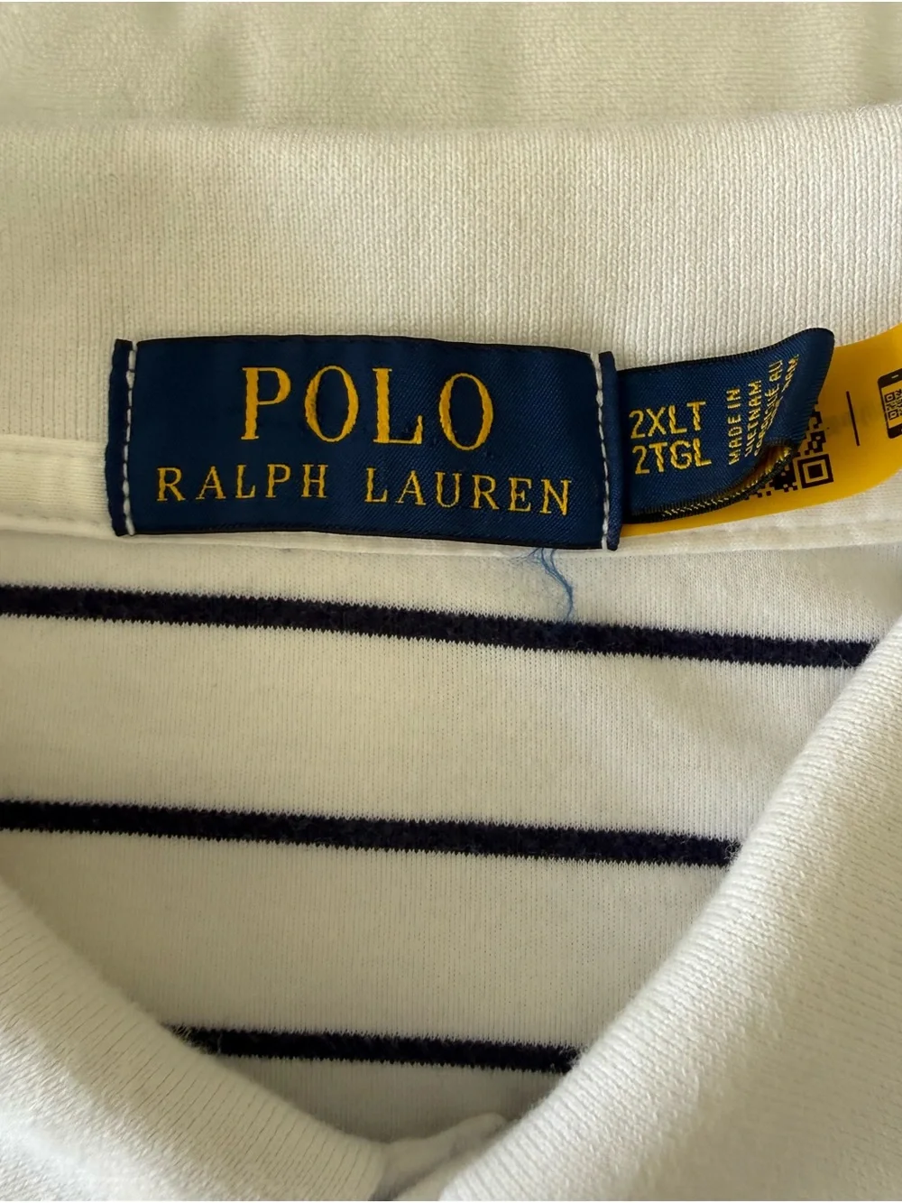 Ralph Lauren White Polo with Navy Stripes