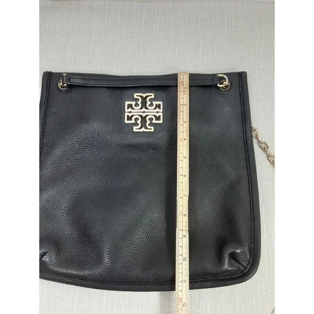 Tory Burch Black Pebbled Leather Crossbody Bag Shoulder Handbag Convertible