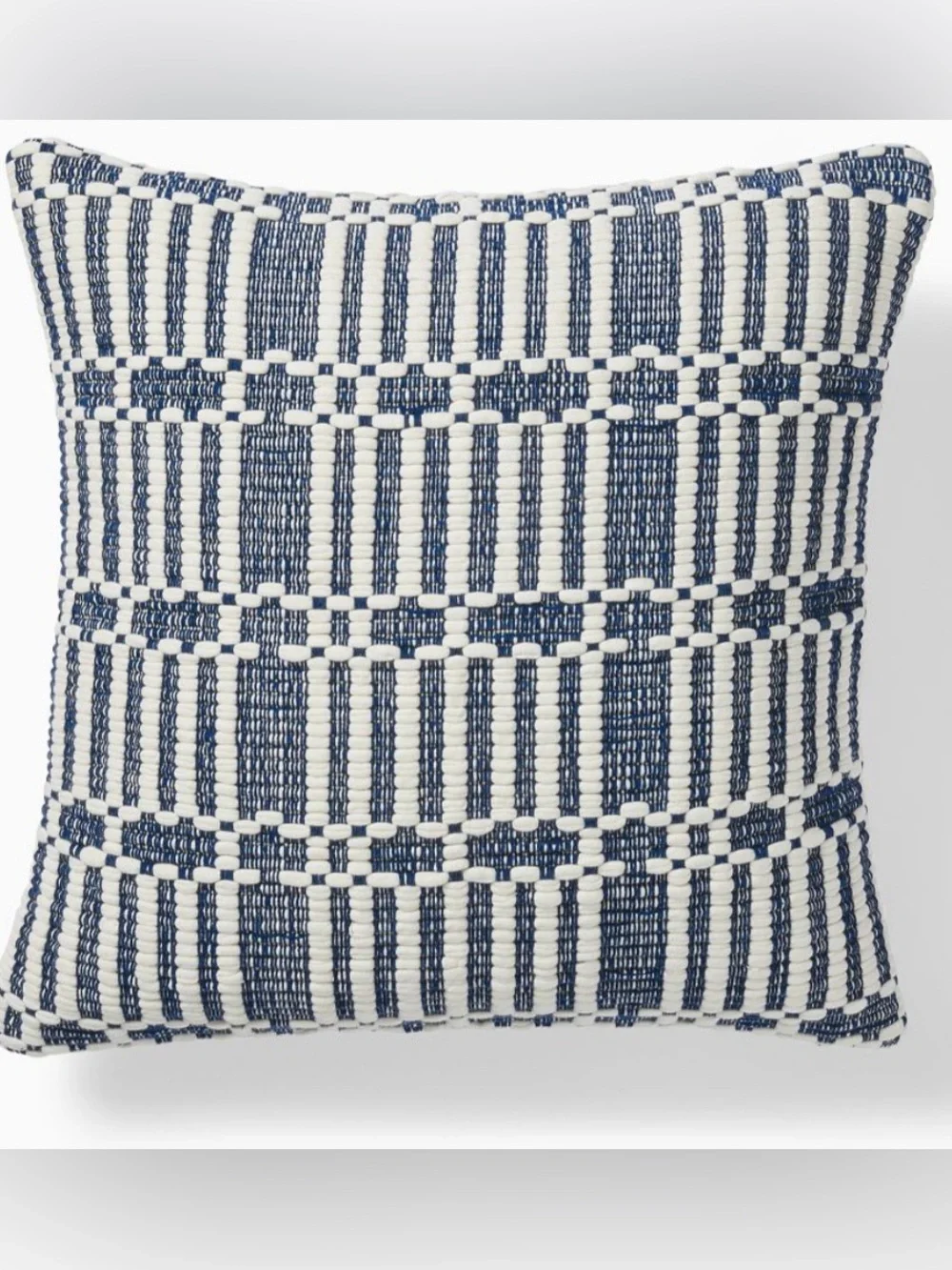 West Elm Navy and White Woven Geometric Throw Pillow