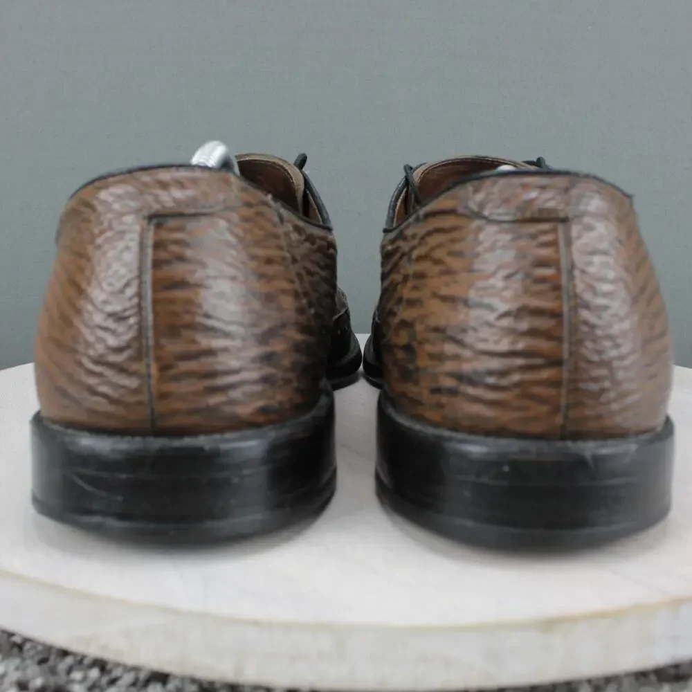 Allen Edmonds Nassau Sharkskin Mens 14 AAA Brown Leather Oxford Dress