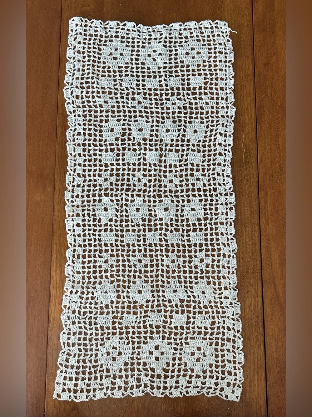Handmade White Crochet Table Runner