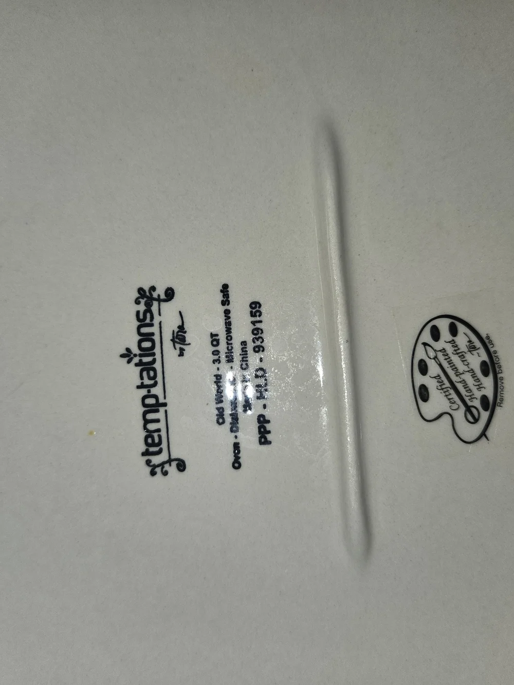 Temptations ceramic bowl