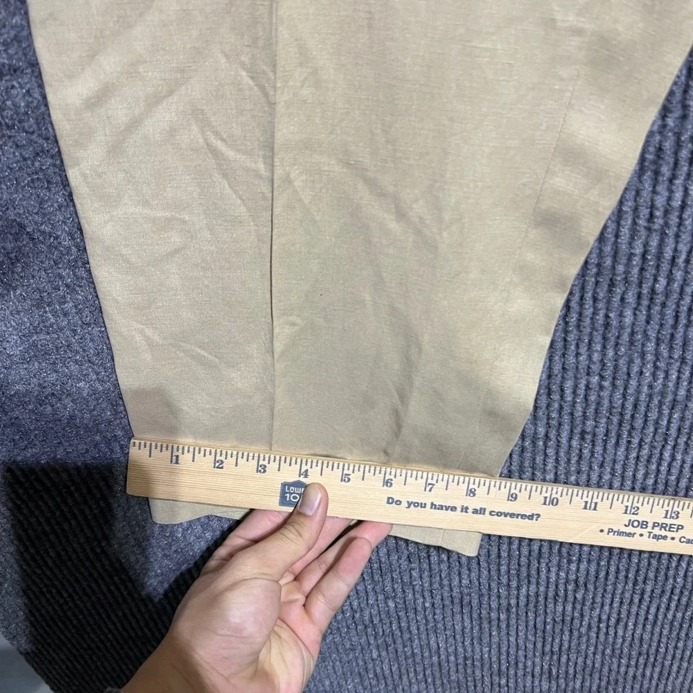 Vintage Polo Ralph Lauren Trousers Mens 44B-32 Tan Linen Silk Blend Pleated