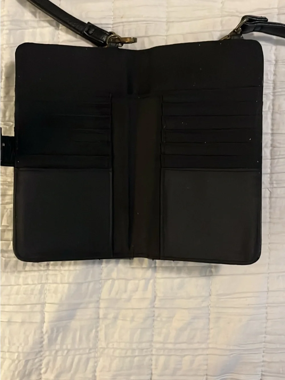 Black Leather Crossbody Phone Bag - Unbranded