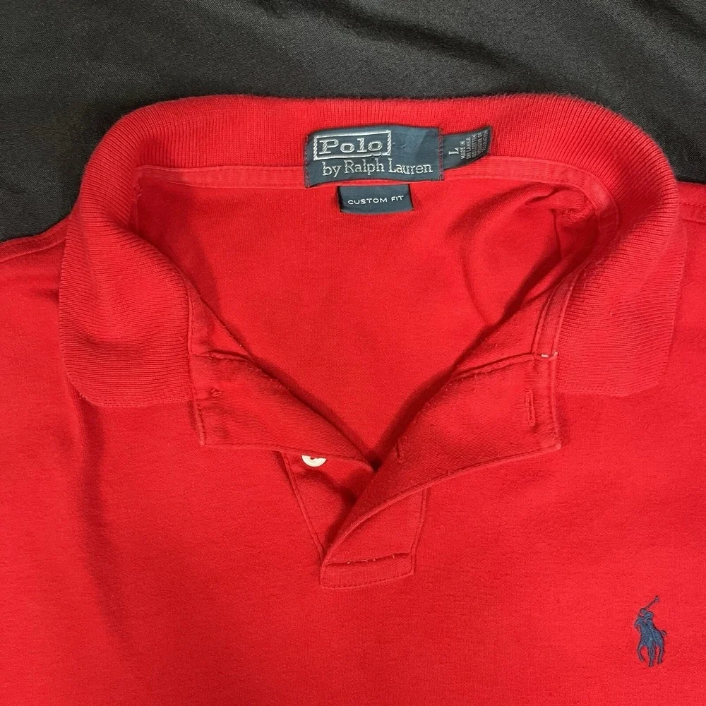 POLO BY RALPH LAUREN Mens Short Sleeve Polo Shirt Size L‎ Red w/ Blue Pony Logo