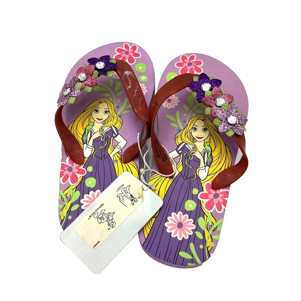 Disney Princess Rapunzel Tangled Girl's Purple Flip Flop‎ 2/3 New