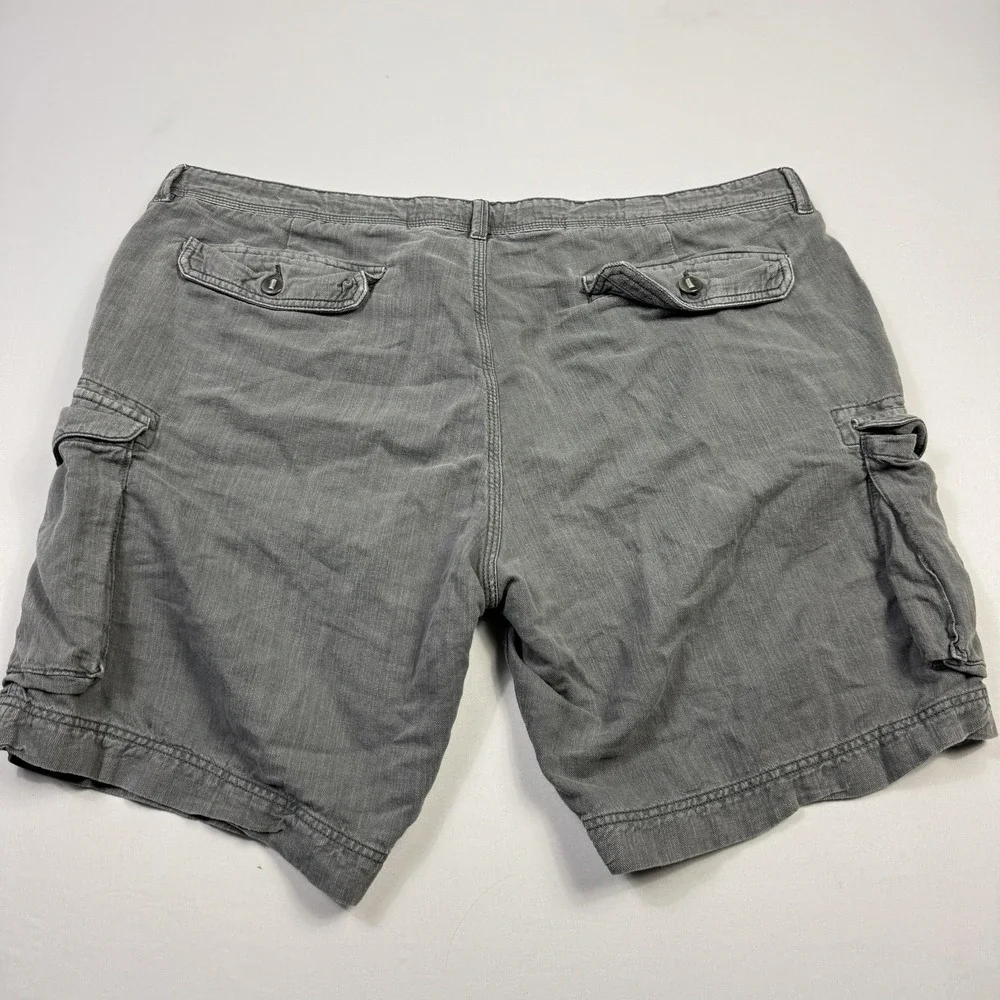 Faherty Brand Cargo Shorts Mens 40 Gray Linen‎ Cotton Utility Pockets Drawstring