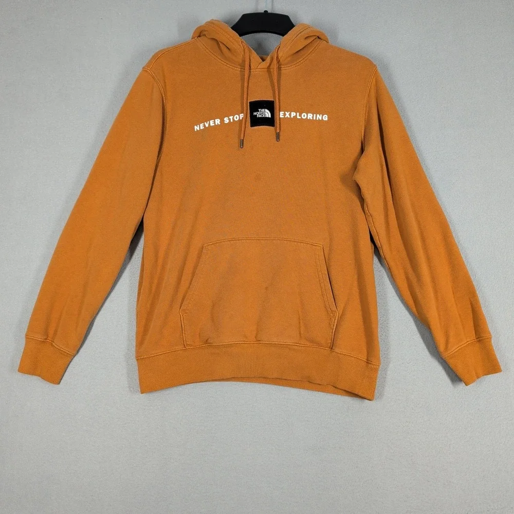 The North Face Hoodie Mens M Orange Never Stop Exploring‎ Pullover Sweatshirt