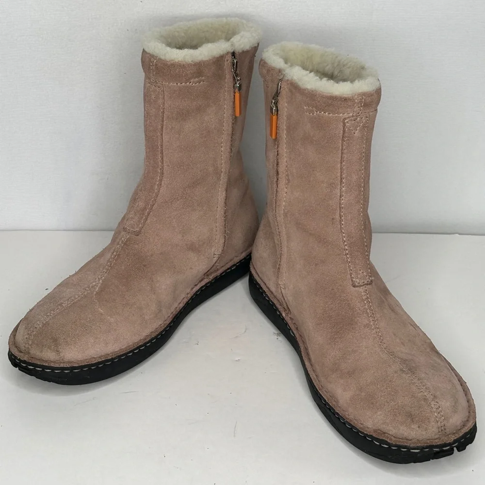 Polo Sport Ralph Lauren Dusty Pink Boots Sued Sherpa Lining Mid‎ Calf Sz 8