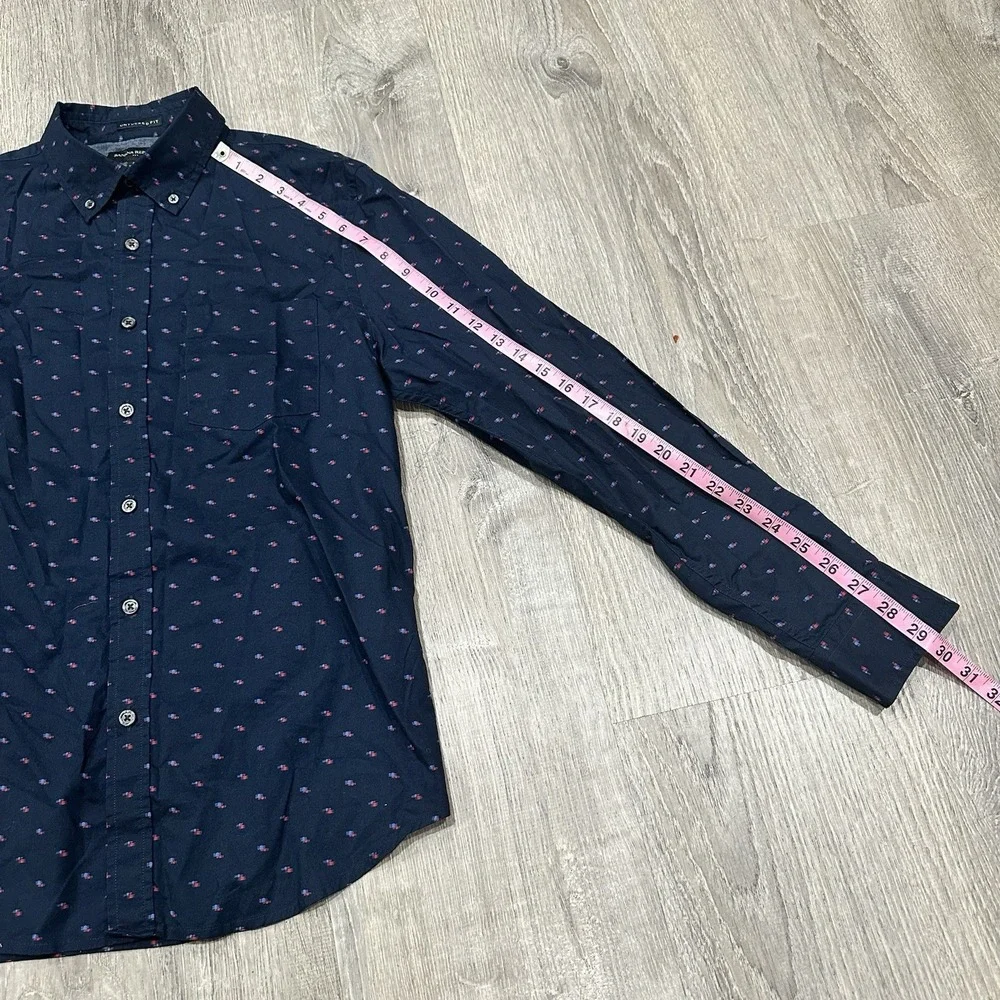 Banana Republic Men M Geometric Cotton Untucked Fit Long Sleeve‎ Casual Shirt
