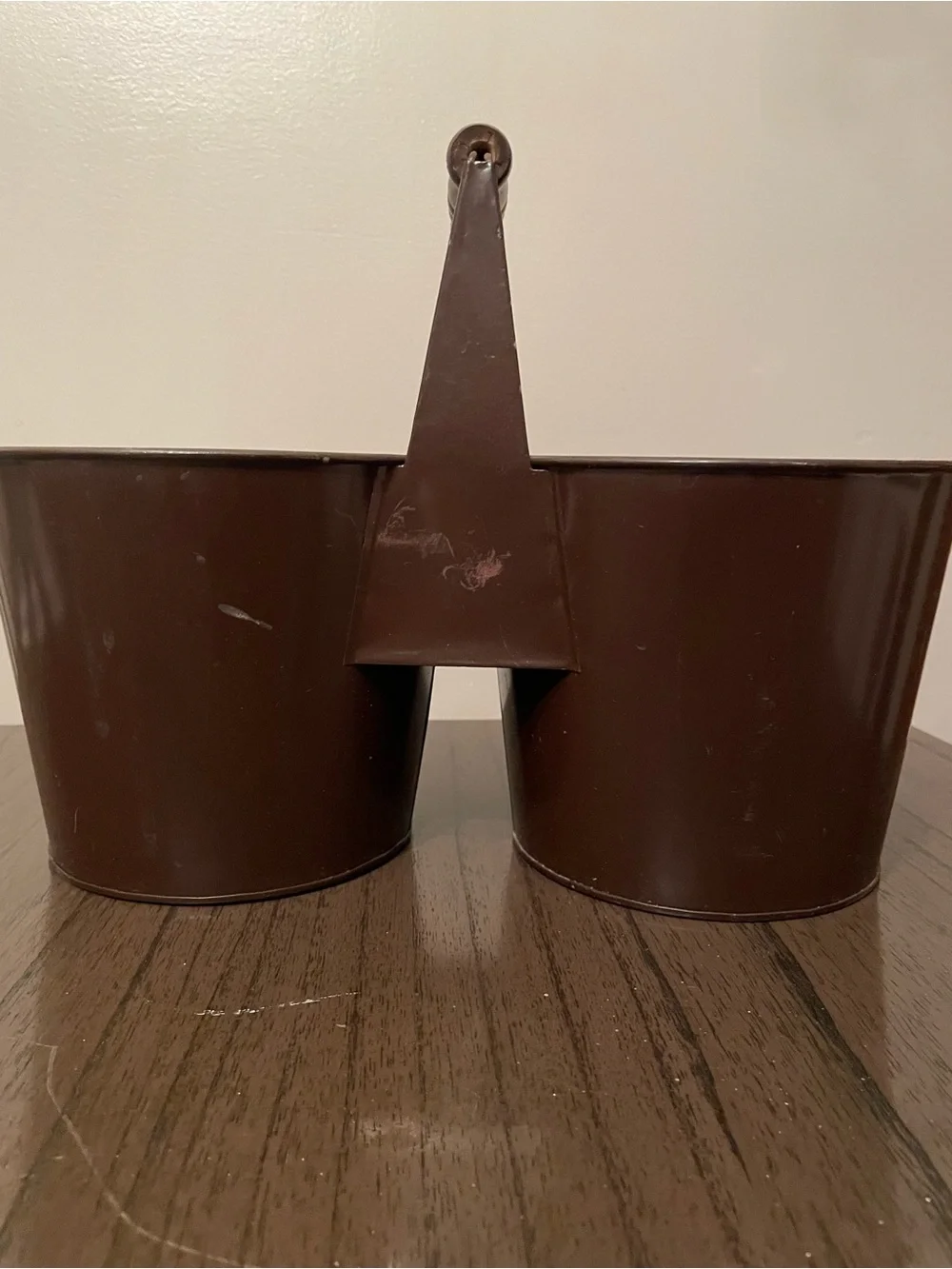 Brown Metal Double-Handled Bucket Caddy - Rustic Home Accent