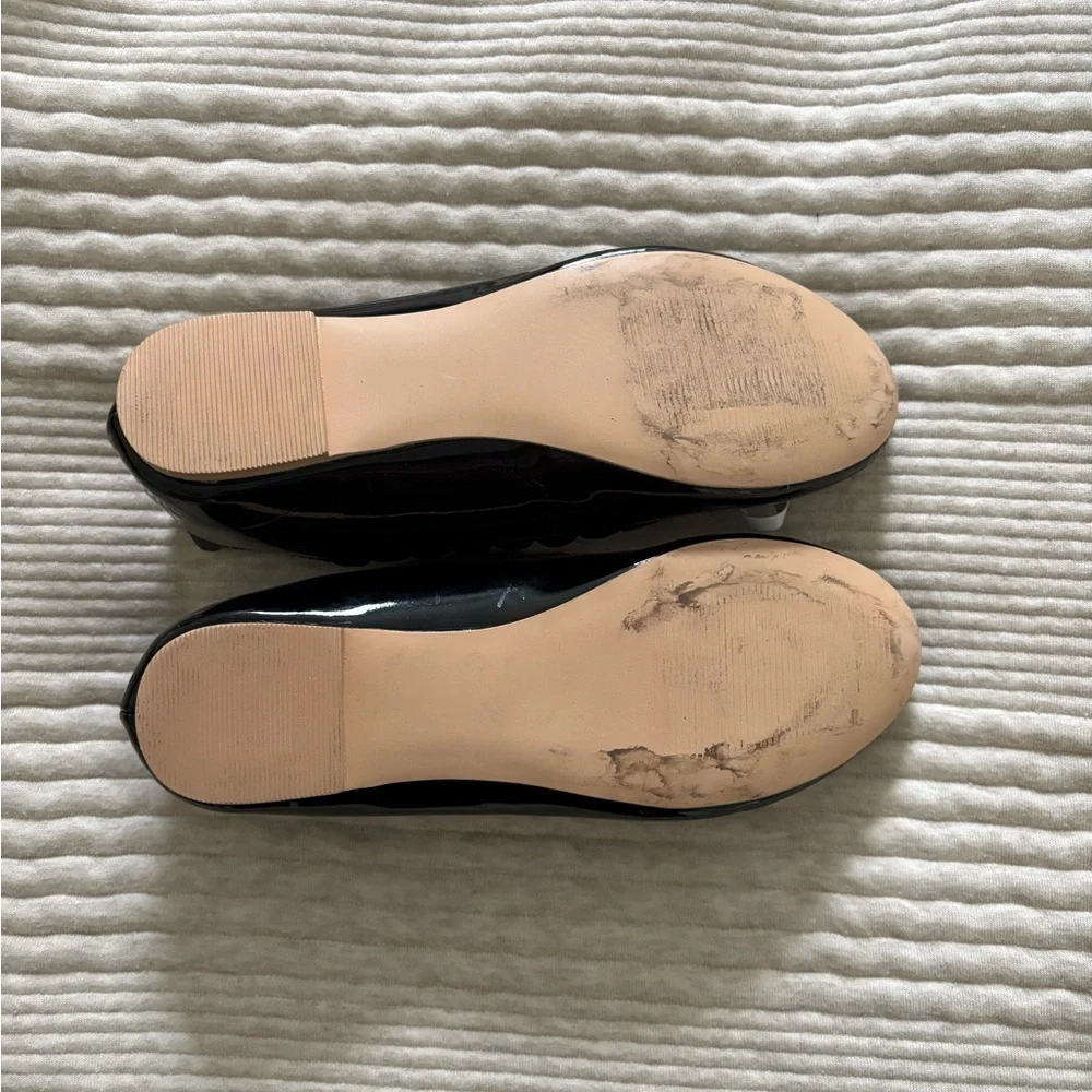 Janie and Jack‎ Scalloped Black Ballet Flat White Bow Girls Size 3