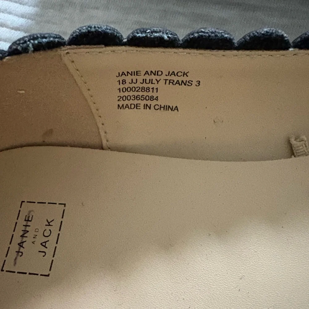 Janie and Jack‎ Scalloped Black Ballet Flat White Bow Girls Size 3