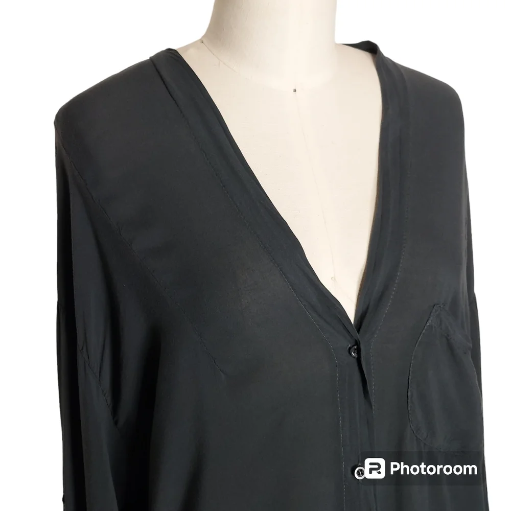 Black Brandy Melville Long Sleeve Button Front Blouse Top
