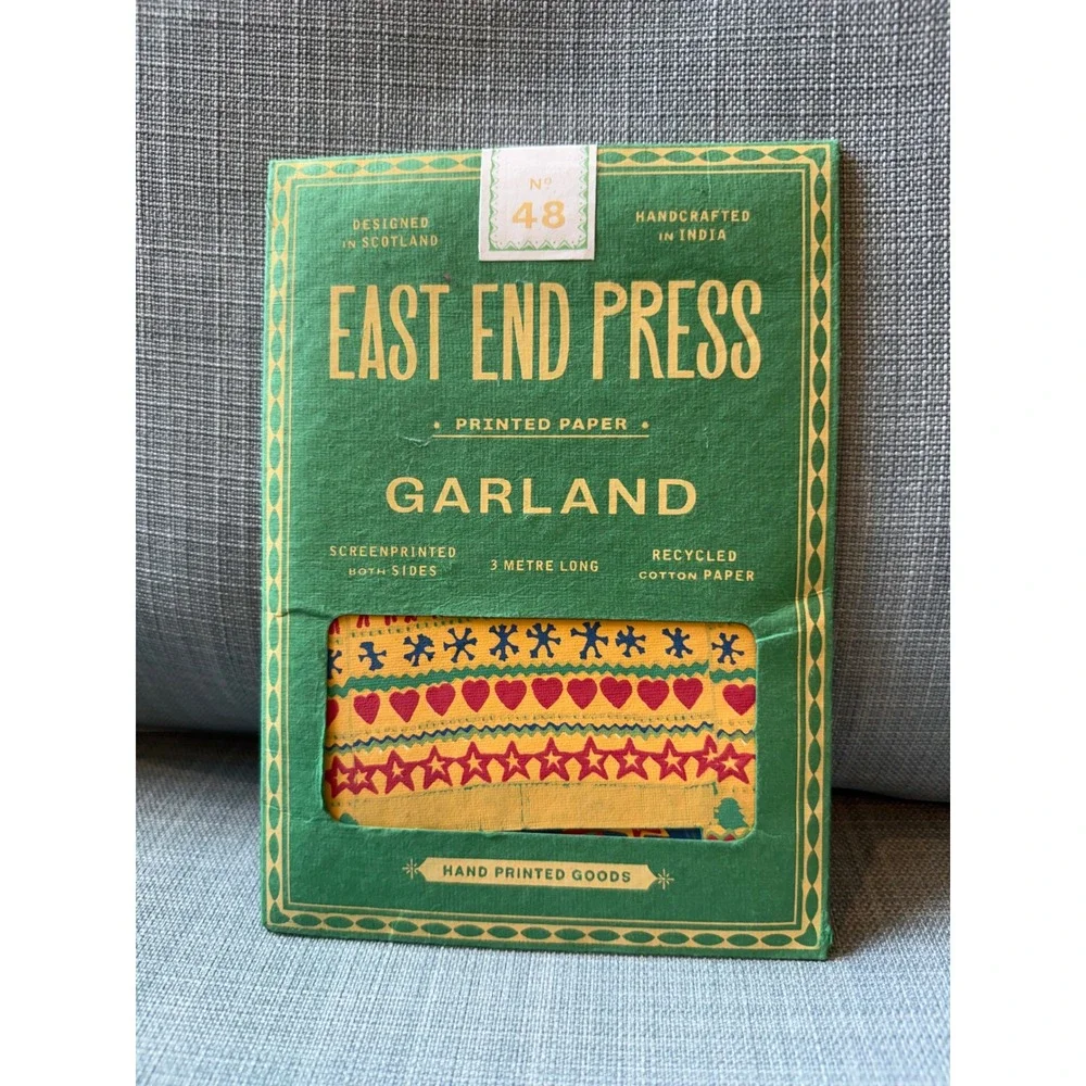 East End Press Christmas Jumpers Garland No 48 Cotton Paper 3M Holiday Decor NEW