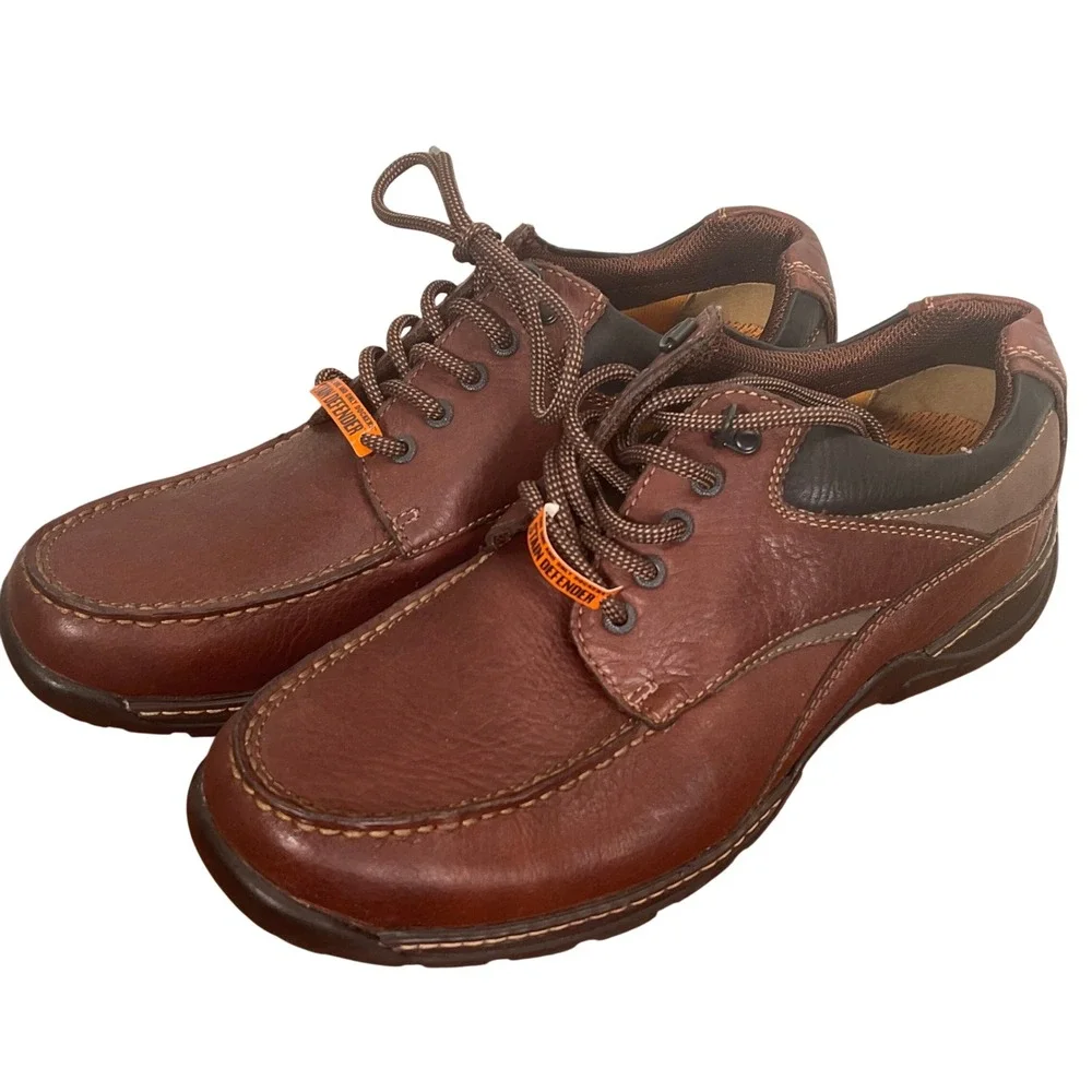 Dockers Stain Defenders Shoes Mens 12M Brown‎ Leather Lace Up Chore Work Casual
