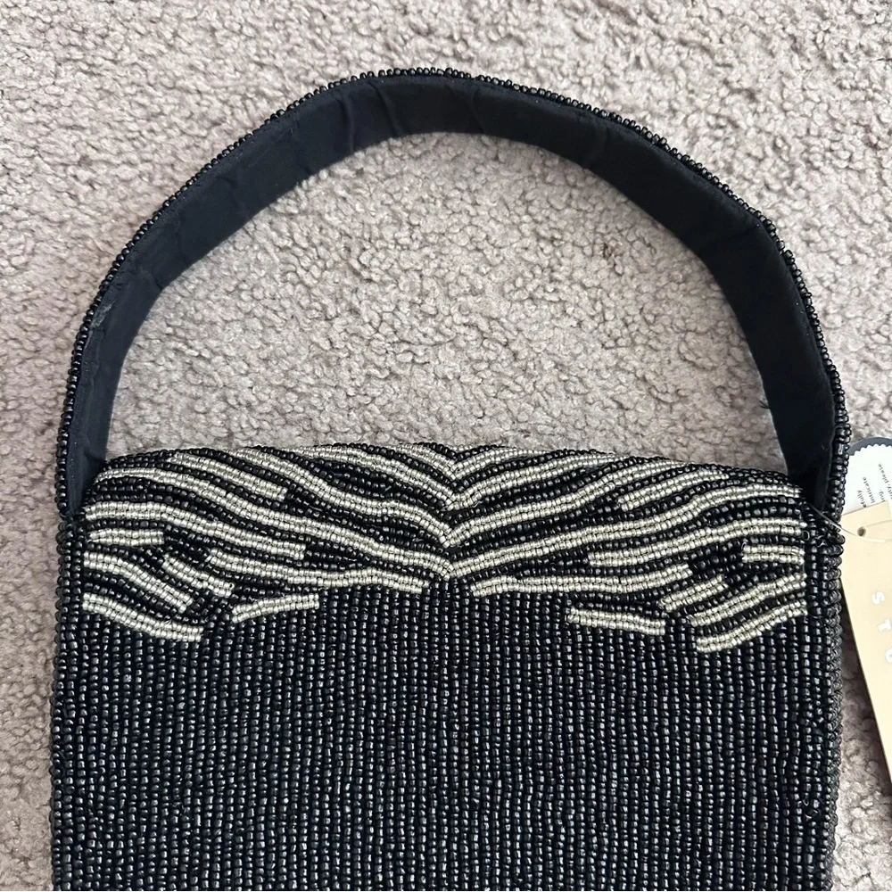 Studio 12 Beaded Black Silver Handbag Womens