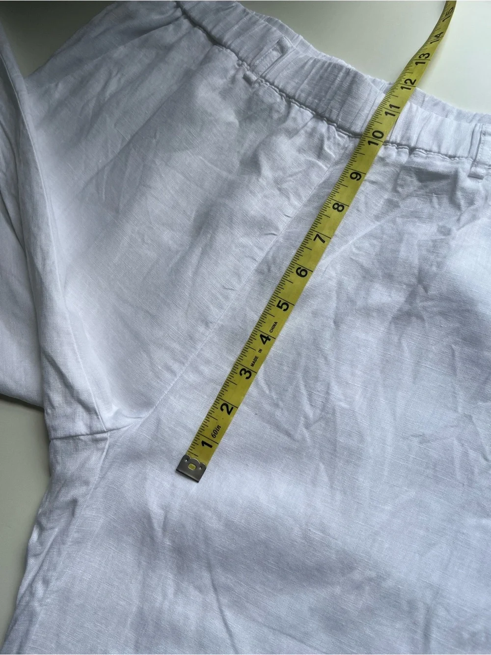Quince 100% Linen Wide Leg Ankle Pull On Pants White Large