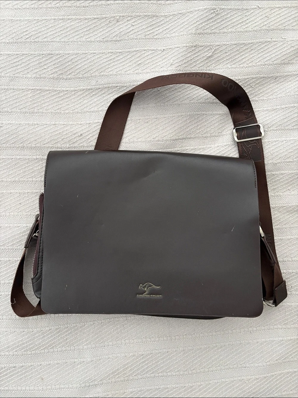 Kangaroo Kingdom Brown Faux Leather Messenger Crossbody Laptop Bag