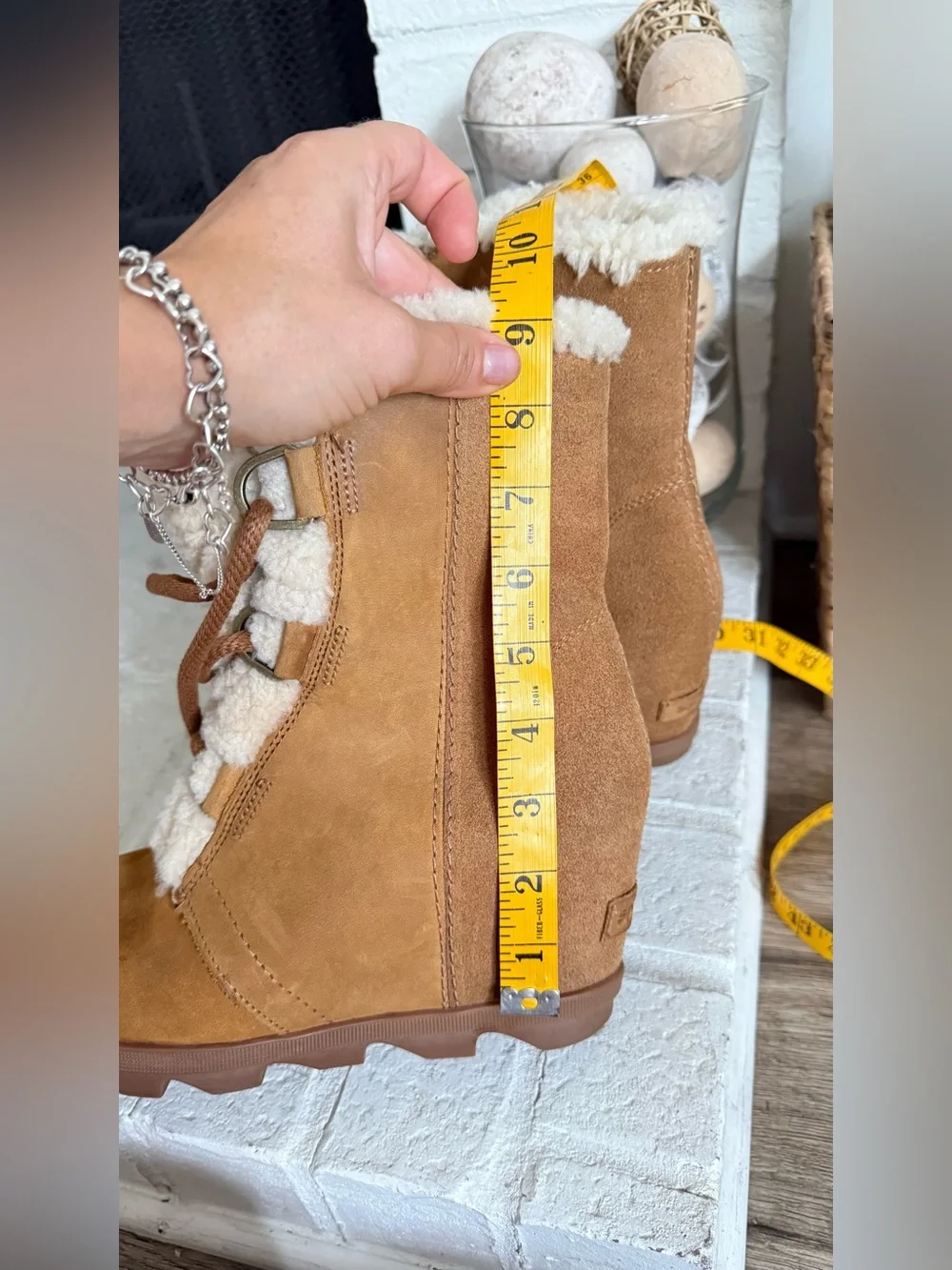 Sorel Joan of Arctic Wedge II Shearling Boots Waterproof Suede Women’s 9