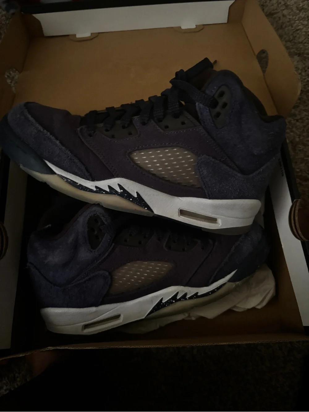 Jordan Men's Purple Suede Retro Sneakers with White Accents