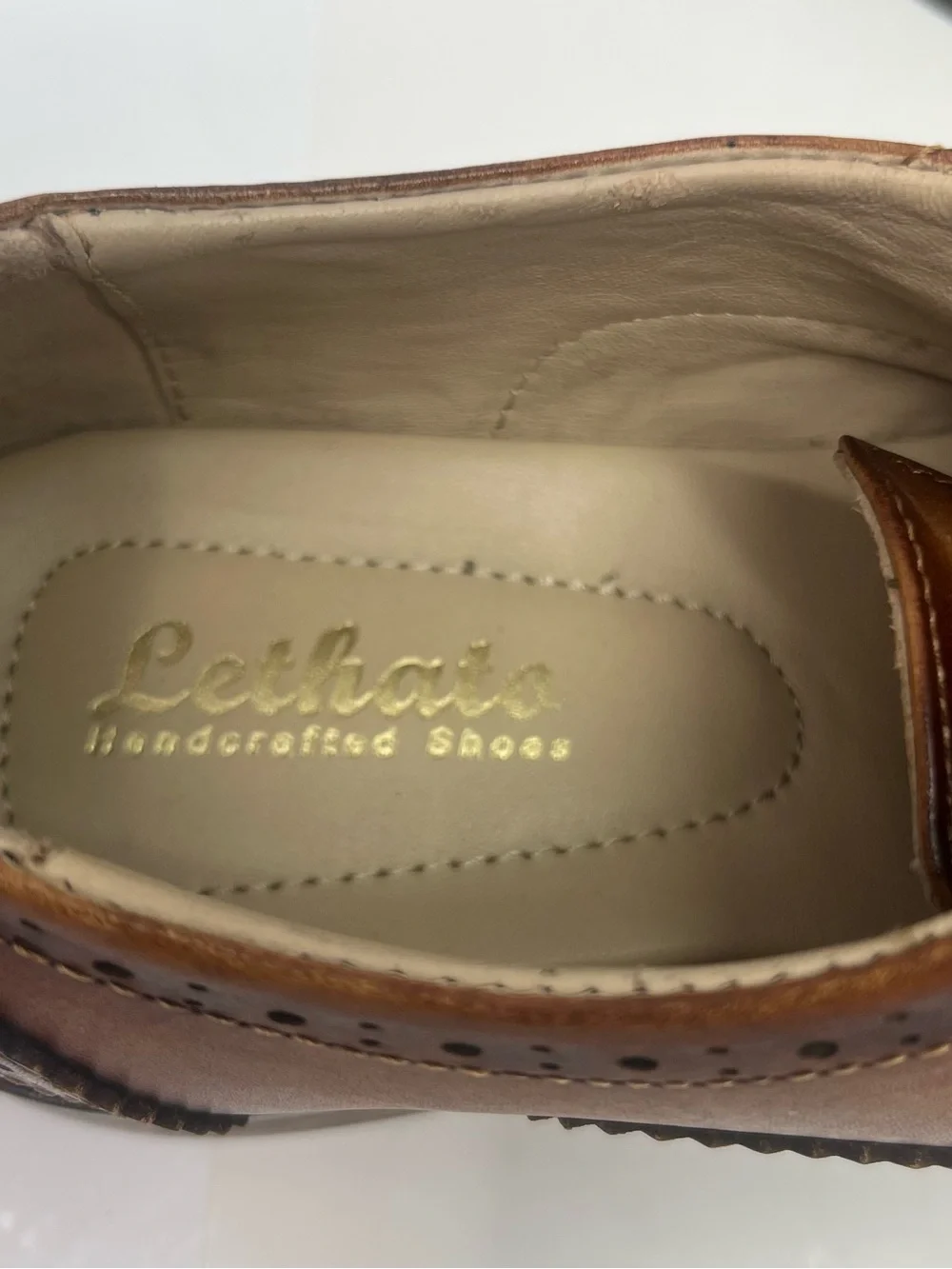 Lethata Handcrafted Leather Wingtip Oxford Mens Dress Shoes US 9.5-10 UK 9