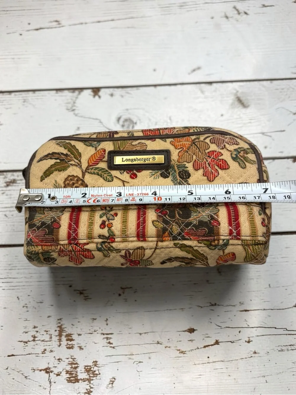 Y2K Longaberger Fabric Zip Cosmetic Bag “Autumn Path” Pattern Clutch Wallet EUC