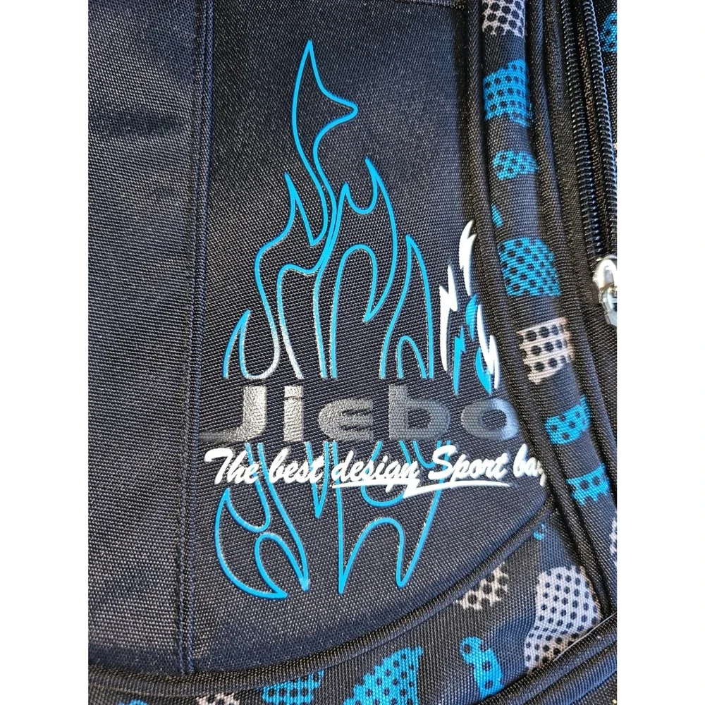 Jiebo Sport Backpack Unisex Large Black Blue Flame Graphic School Gym