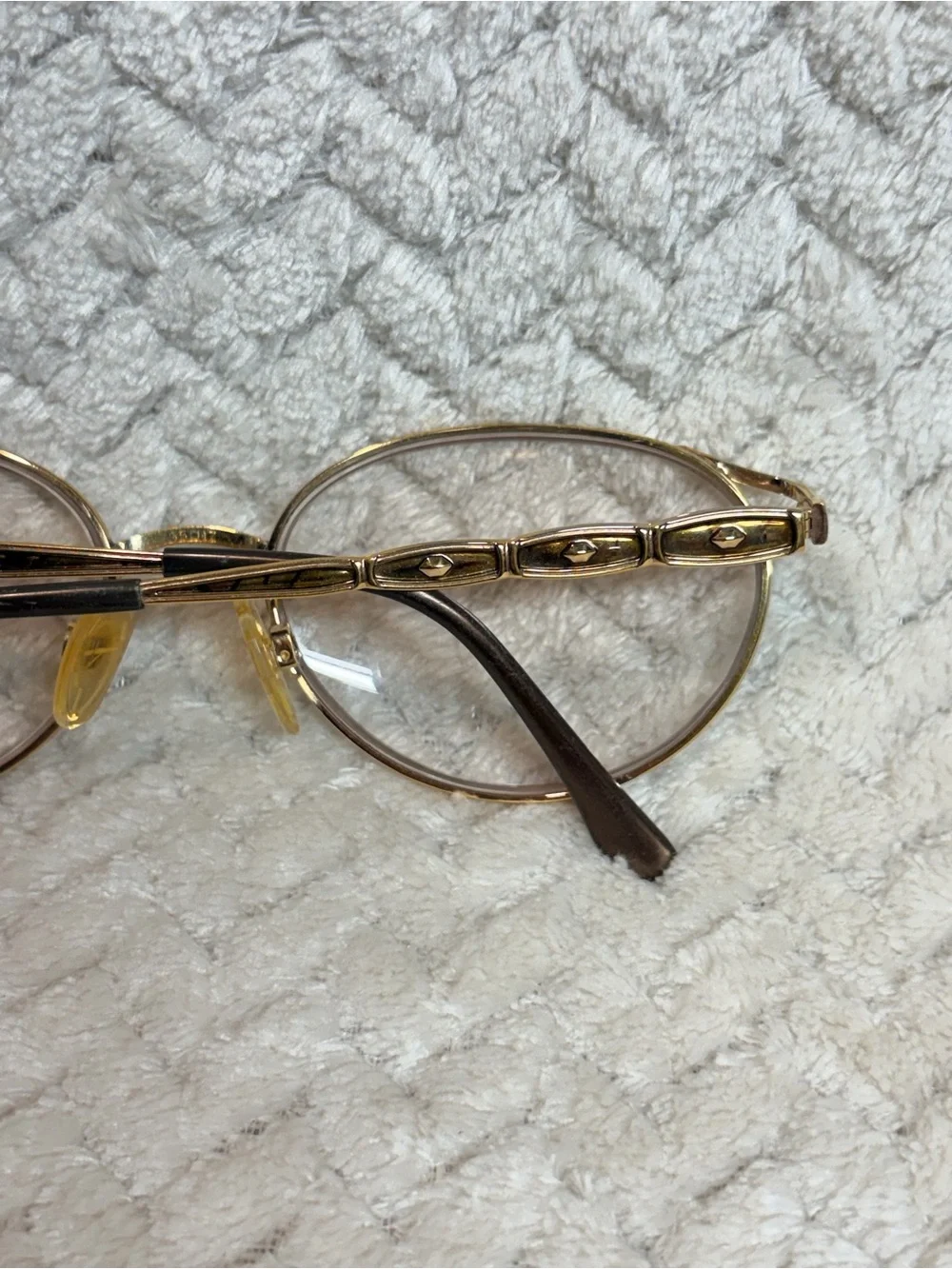 Vintage Tura‎ Gold Tortoise Oval Glasses Frames Only Librarian Chic Officecore