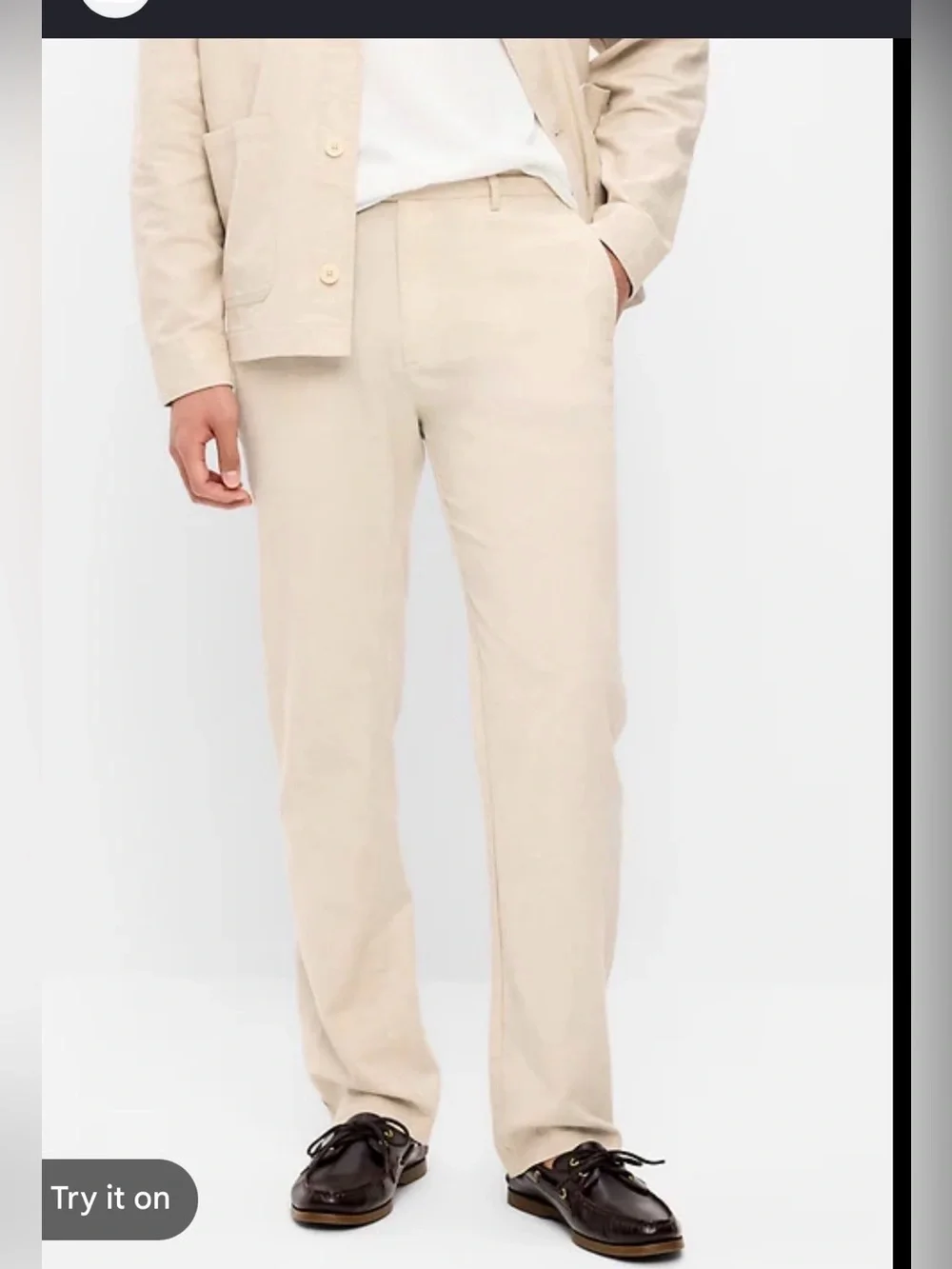 NWT Old Navy Linen Blend The 90’s Straight Fit Leg Pants Beige , size 36/30