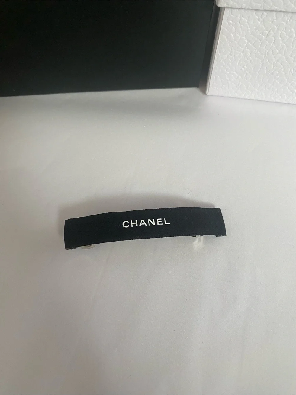 CHANEL Ribbon Black French Barrette
