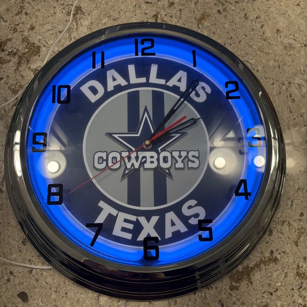 17' Dallas Cowboys Neon Light Up Clock NFL Football Fan‎ Decor TESTED