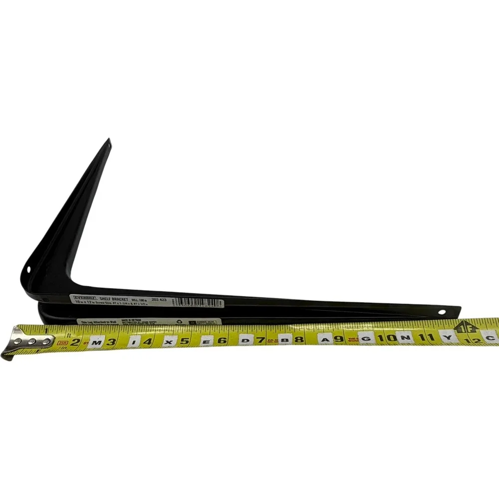 Everbilt 203 423 Shelf Bracket 10 in‎ x 12 in Black Metal 100lb Capacity New