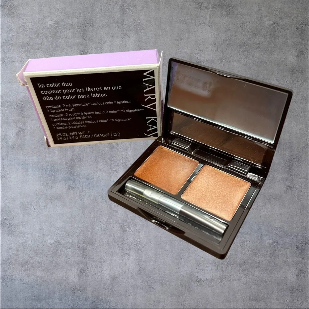 Mary Kay Lip Color Duo Bronze Amber 012749 New Shimmer Cream‎ Palette Brush