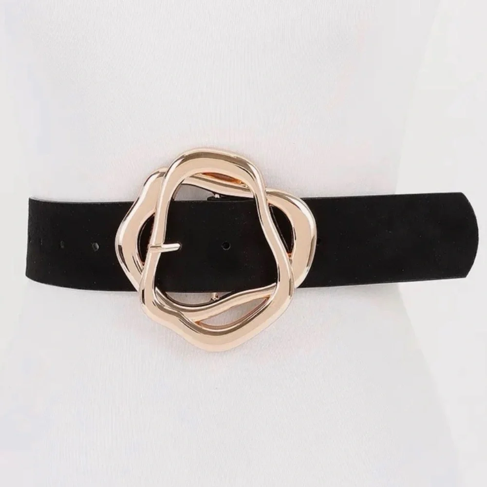 Suede Abstract Buckle Belt