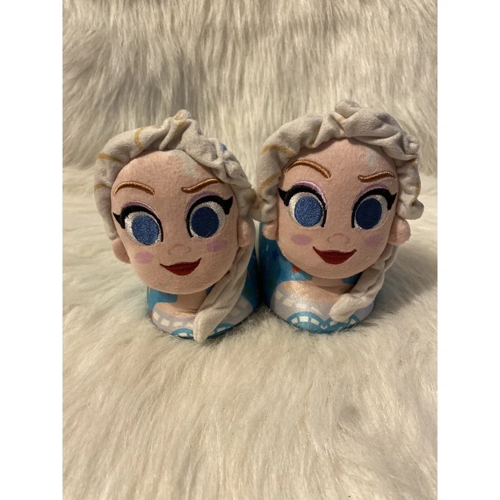 Disney 100‎ Frozen Elsa Slippers Little Girls Size 7-8 Blue Slip On Shoes NEW