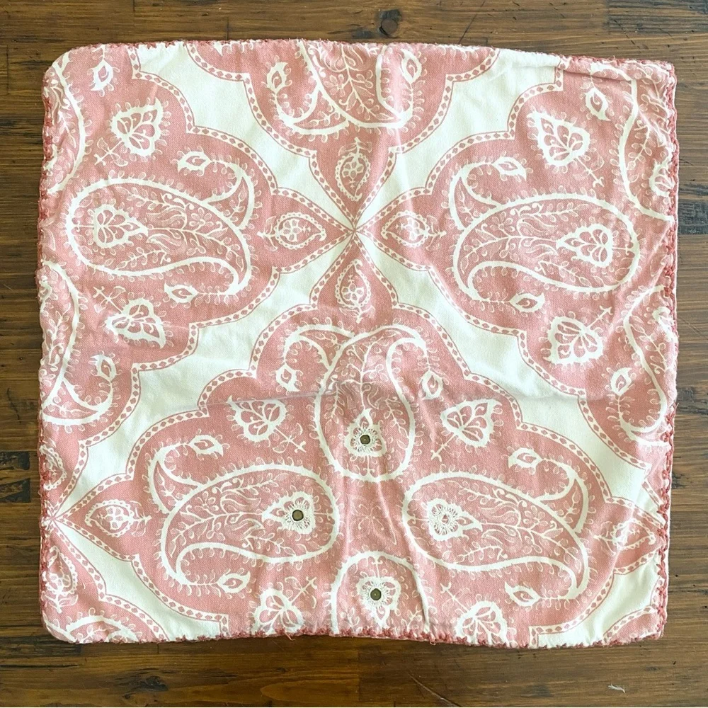 Pottery Barn Paisley Floral Sequin Pillow Sham Boho 21” X 22.5” Dusty Pink Coral
