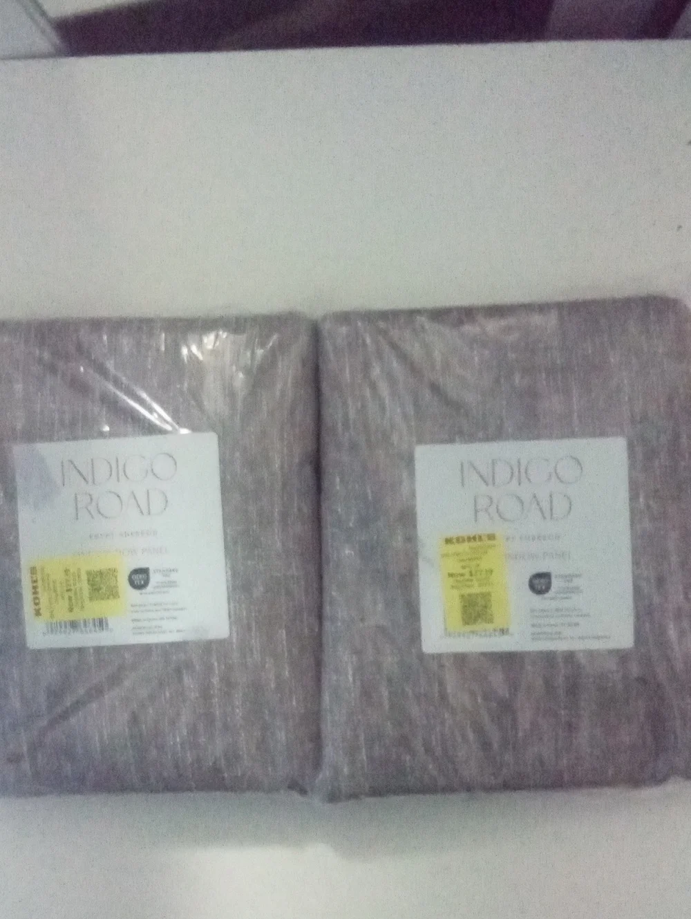 Indigo Road Textured Curtain Panels NWT $136 Heathered Brown 84