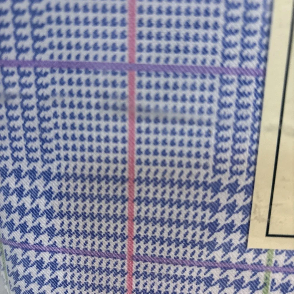 LAUREN RALPH LAUREN‎ Studio Glen Plaid Seaview Full Flat Sheet 100% Cotton Blue