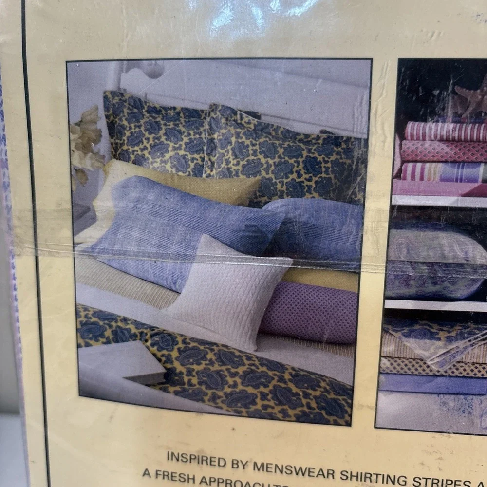 LAUREN RALPH LAUREN‎ Studio Glen Plaid Seaview Full Flat Sheet 100% Cotton Blue