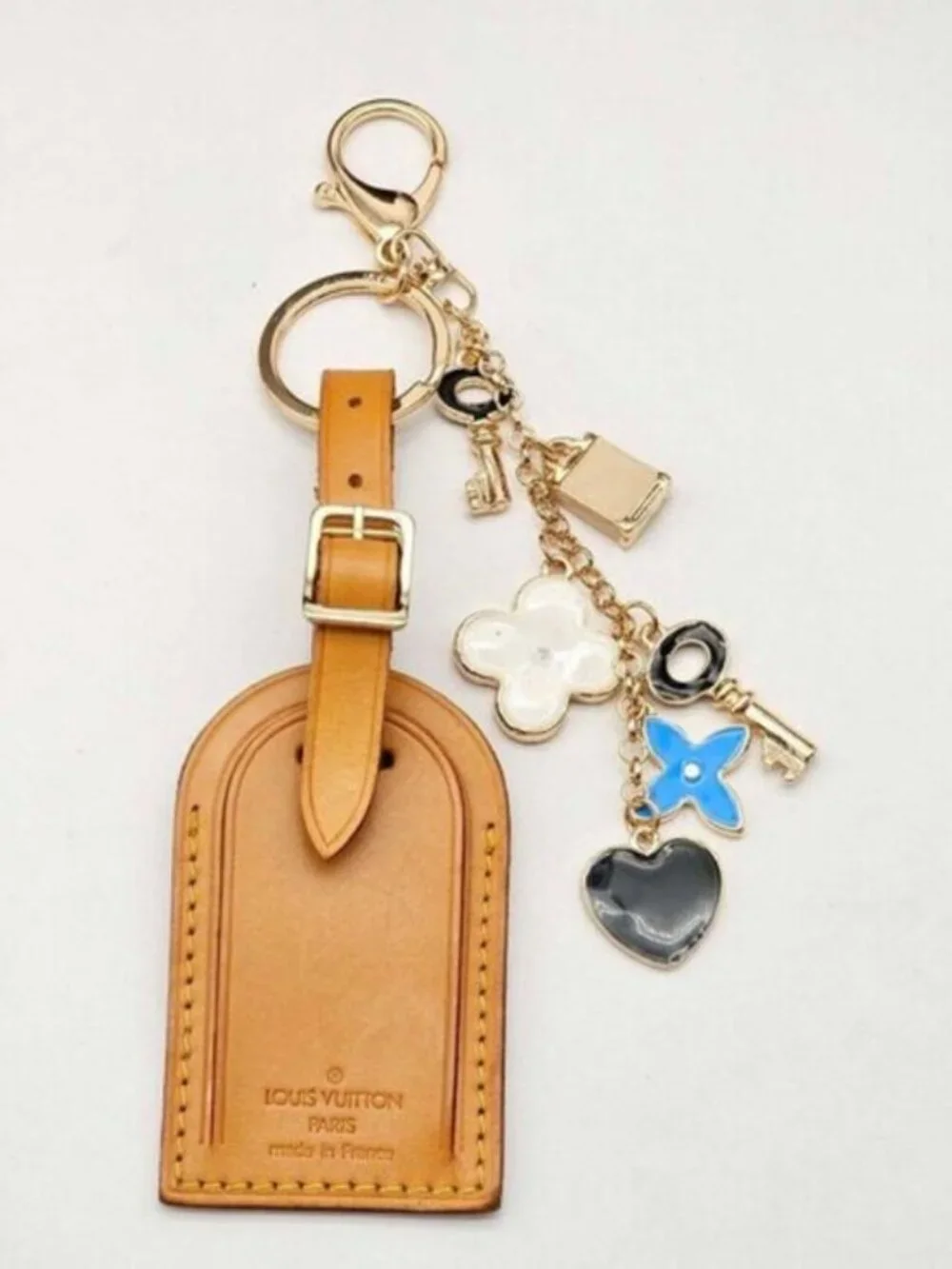 Authentic Louis Vuitton Luggage Tag with Unbranded Keycharm, Keychain