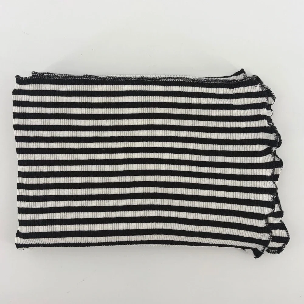 Black & White Striped Ribbed Knit Fabric 30x41 Vertical Stripe Material Destash