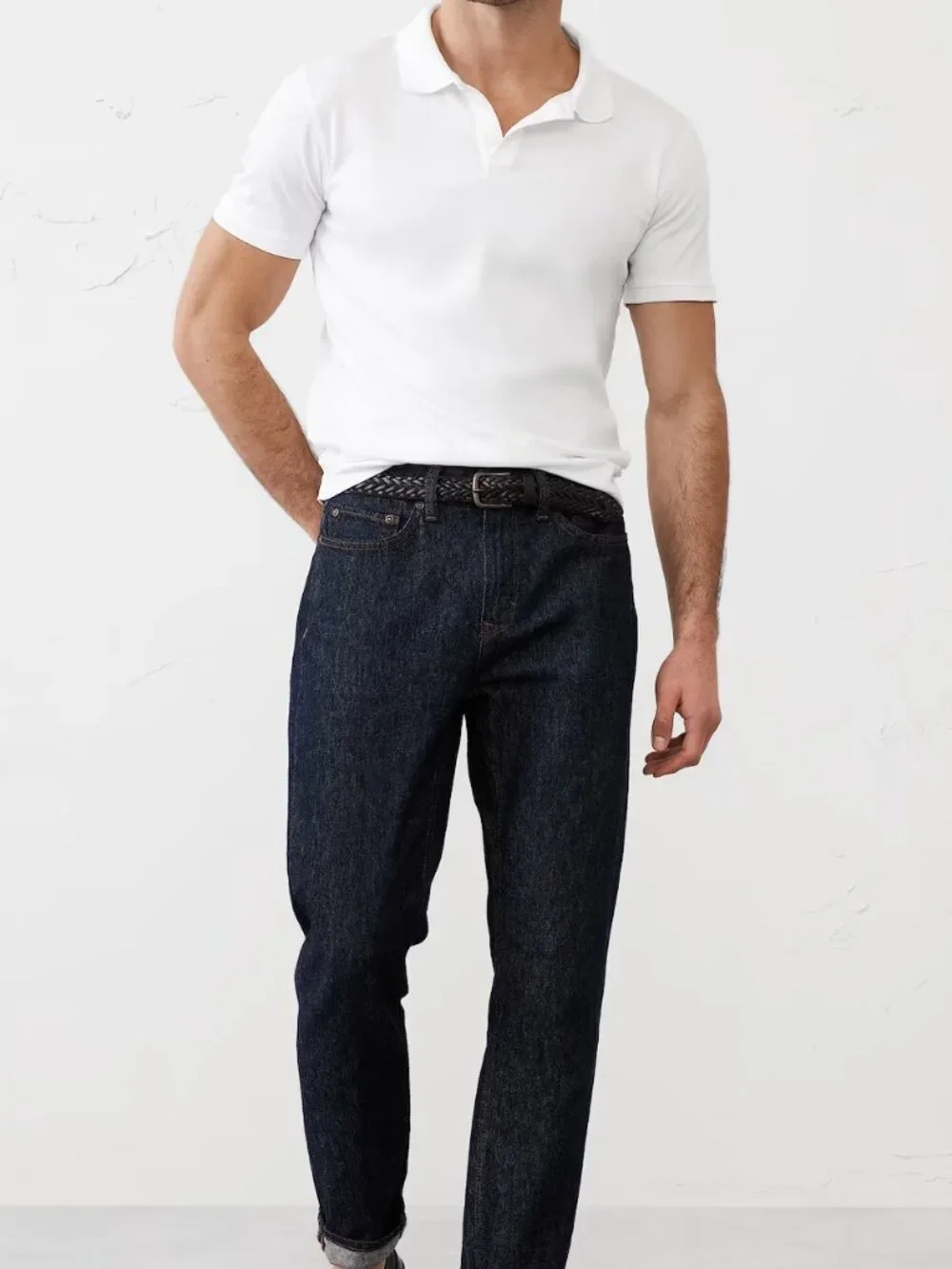 NWT Banana Republic Men's White Standard-Fit Luxe Touch Polo Shirt