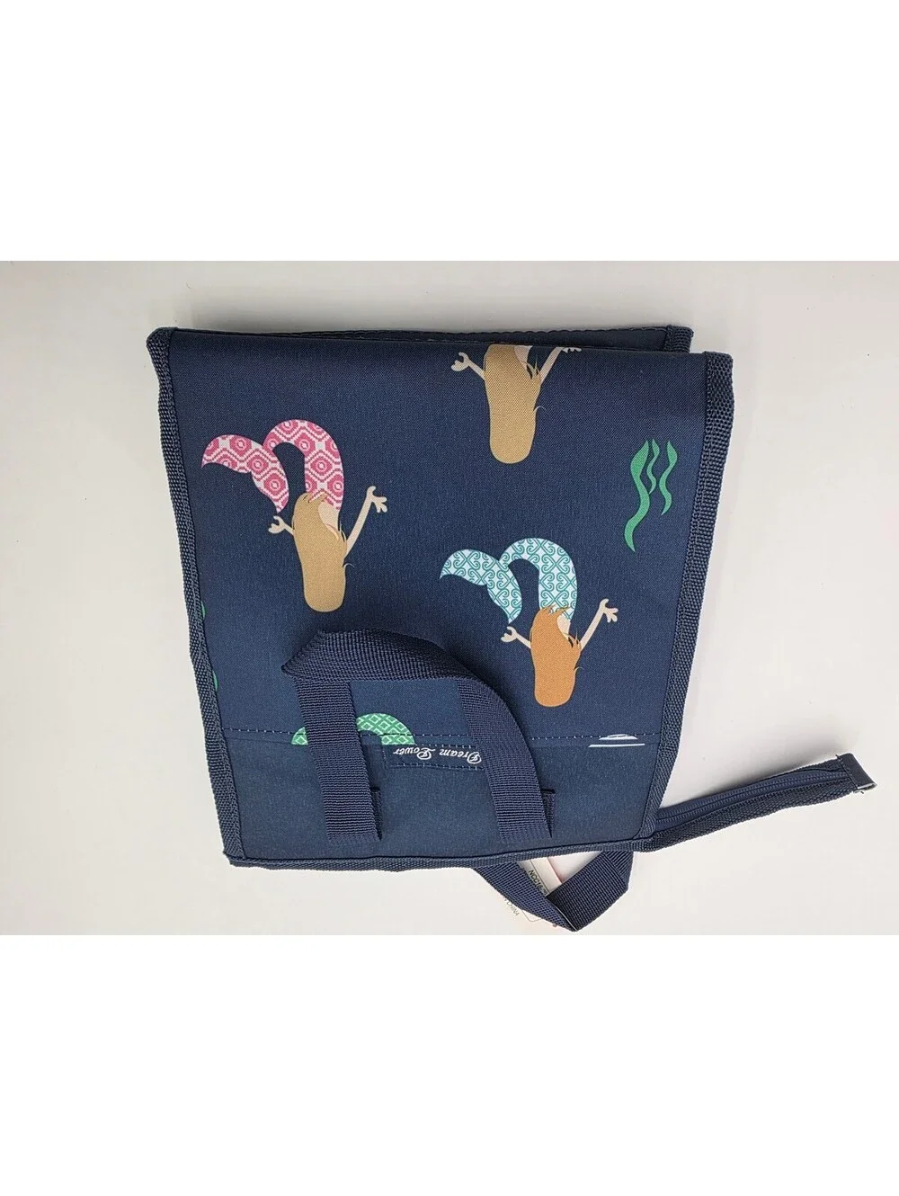 Navy Blue Insulated Lunch Bag with Fun Pattern