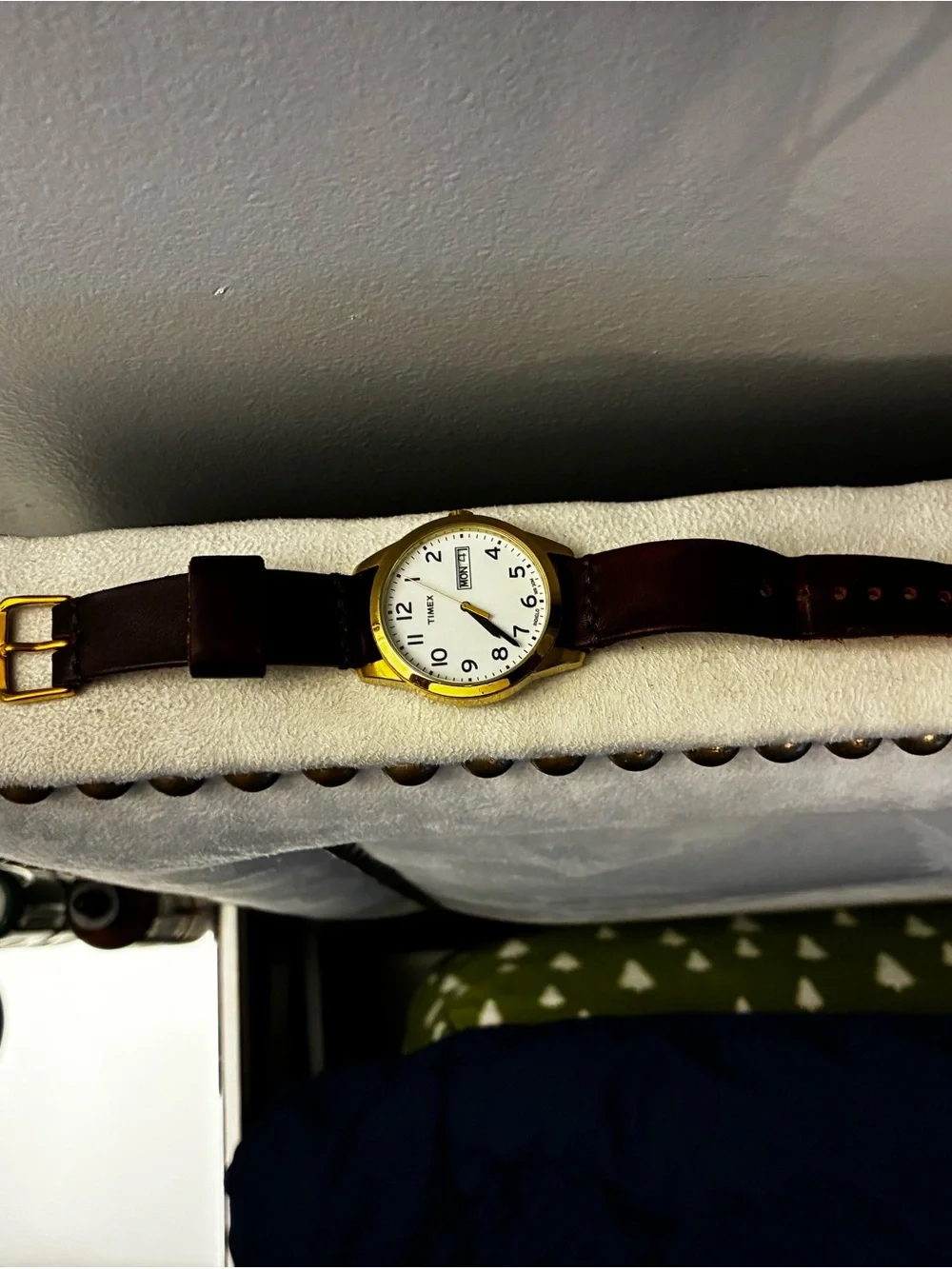 Classic Brown Leather Watch with Gold Case